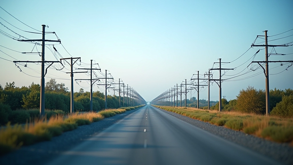 Infrastructure de réseau électrique avec pylônes haute tension et transformateurs modernes